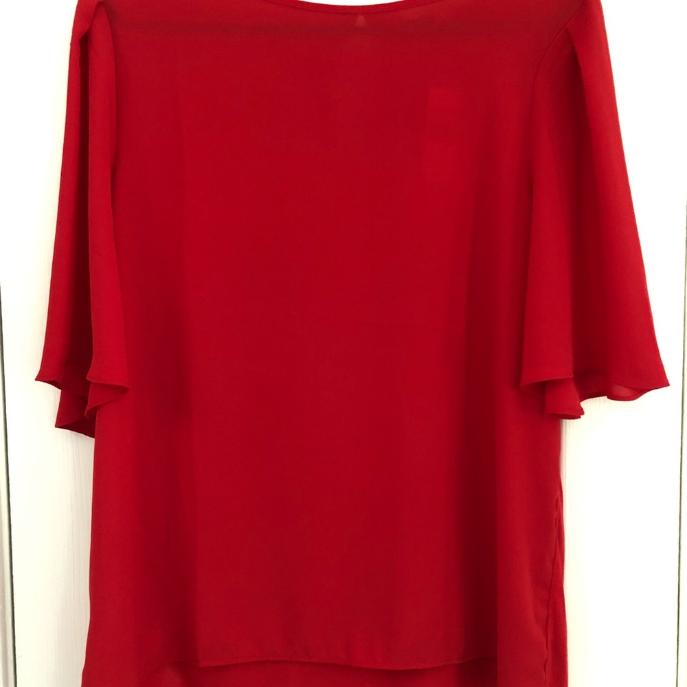 Loft Red Flutter Sleeve Blouse